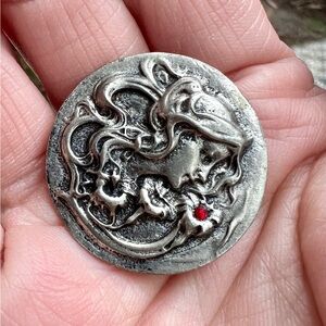 Unique art nouveau style silvertone Brooch and or pendant